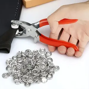 Multifunctional Fabric Hole Puncher, Metal Button Fastener Tool, Anti-slip Stainless Steel Hand Clamp, Diy Clothing Accessories Kit, Sewing Tools, Sewing Supplies Crafts