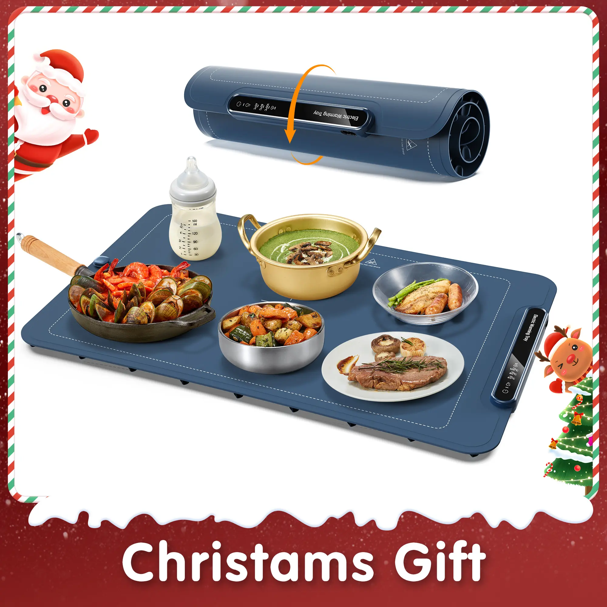 Electric Warming Tray with Collapsible Design, Fast & Uniform Heating, Adjustable Max 212°F Temp, Auto Shut-Off, Child Lock, Enhanced Safety Features, Easy Maintenance for Gatherings, Everyday Use