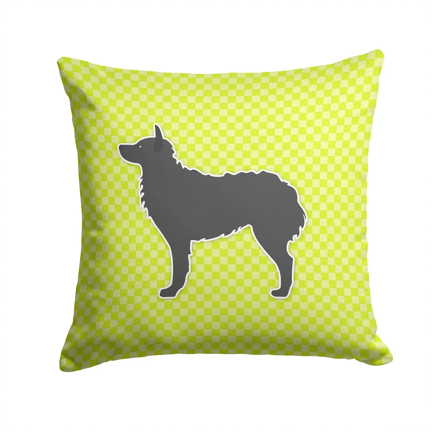 Croatian Sheepdog Checkerboard Green Decorative Throw Pillow 14x14 Indoor Outdoor Accent Cushion, Fabric Cover with Insert for Sofa, Bed, Porch & Living Room