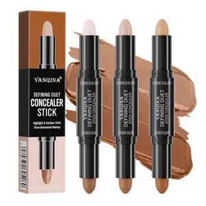 Cream Contour Stick - 2-in-1 Face Shaping Stick for Highlighting & Contouring, Bronzer Stick, Long Lasting & Waterproof, Non-Sticky Highlighter Makeup Pen (Ivory/Dark Coffee) for Daily Natural Makeup & Quick Touch-Ups
