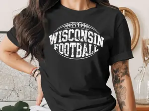 Wisconsin Football T-Shirt, Distressed Graphic Tee, Comfort Colors Shirt, Fan Apparel, Badger State Pride, Sports Inspired, Game Day Outfit
