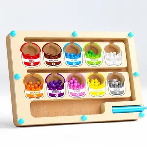 Wooden Magnetic Maze Puzzle Toy, Color and Number Matching Game for Kids, Educational Wooden Toys, Perfect Christmas Gift, Maze Board