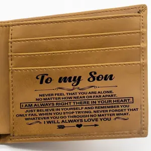 2026 NEW Custom Leather Front Pocket Wallet for Men Ultra Slim RFID Blocking Bi-Fold Credit Card Holder Personalized Engraved Gift from Parents to Son & Dad to Son