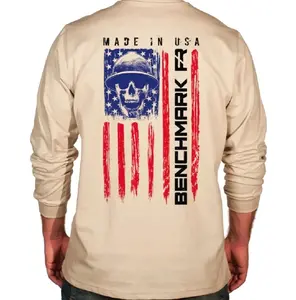 Benchmark FR® 3X Beige Second Gen Jersey Cotton Flame T-Shirt With Skull Flag Graphic 28AA6 T26