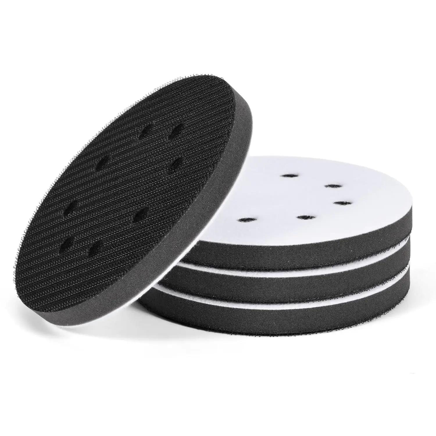 4Pack 5 Inch 8 Holes Orbital Sander  Pad,Hook and Loop  Sanding Pads,Sponge Cushion Buffer Backing Pad for Orbital Sander