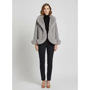 Laurel Curved-Hem Faux-Fur