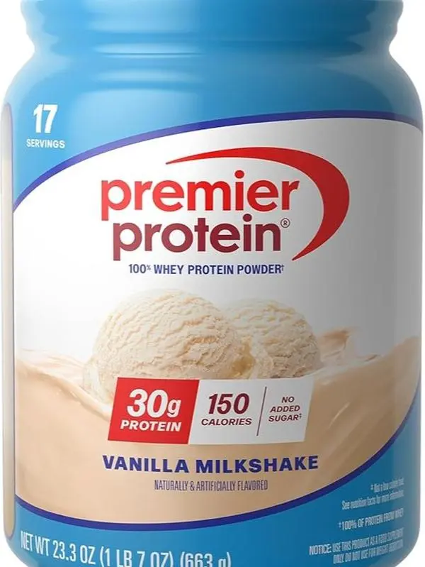 Premier Protein Powder Vanilla Milkshake 30g Protein 1g Sugar 100% Whey Protein 23.3 oz 17 Servings