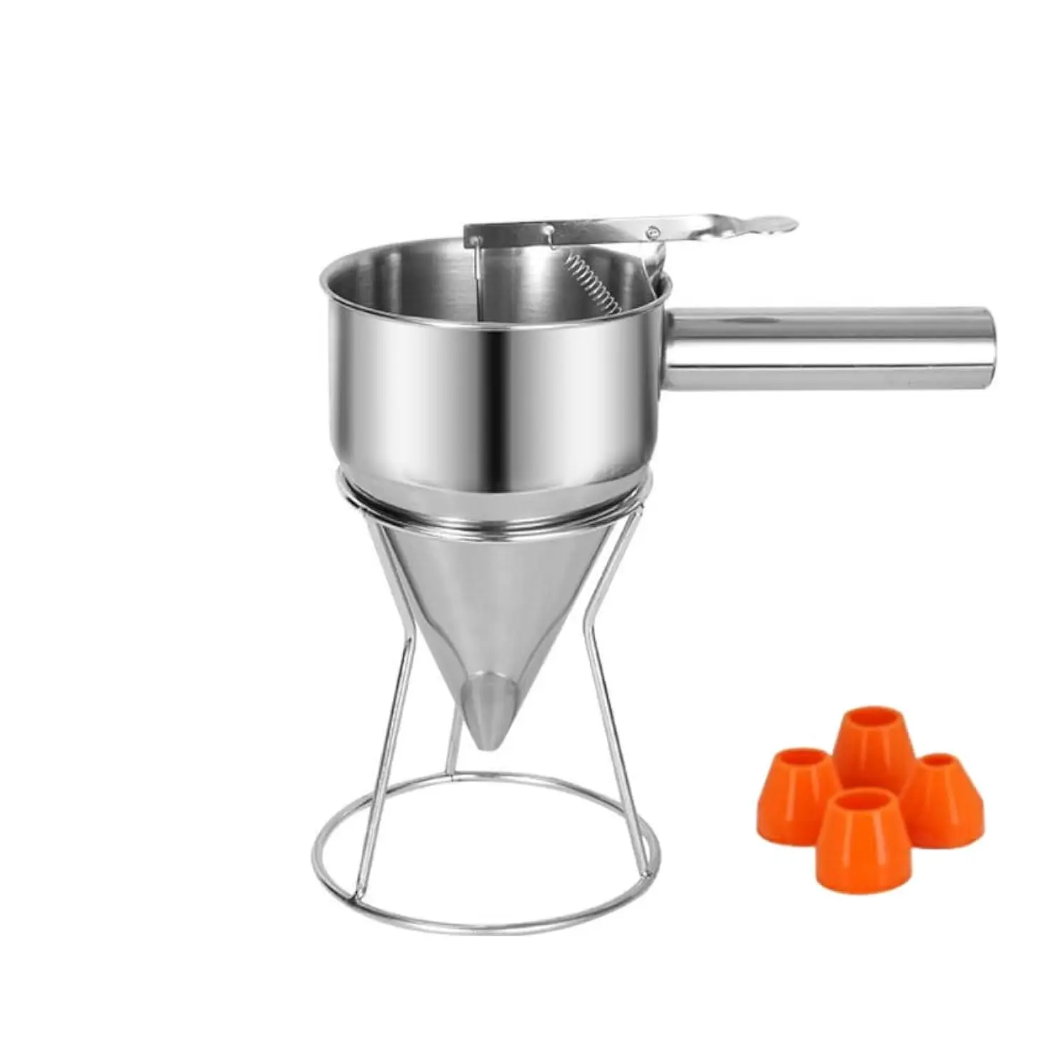 Piston Funnel Cake Maker With Stainless Steel Funnel Cake Dispenser With Stand For Cupcakes, Takoyaki Or Any Baked Goods (1.2L)