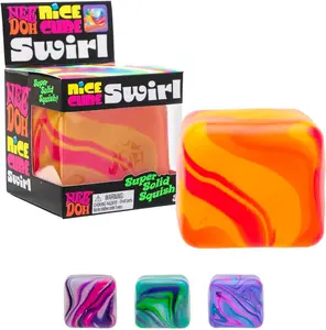 Schylling NeeDoh Nice Cube Swirl - Sensory Toy with a Super Solid Squish - Unique, Swirling Color Blend - Ages 3 and Up - Color May Vary - 2 Pack