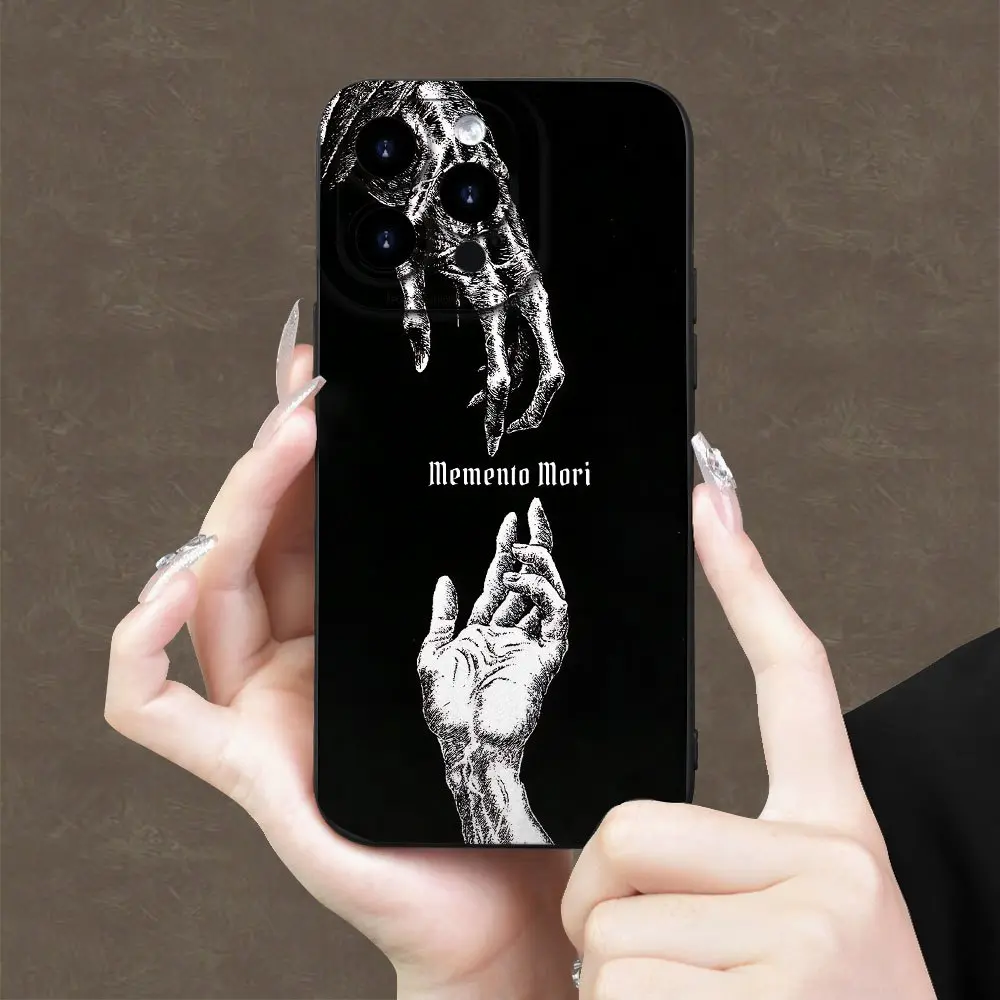 Artistic Design Featuring a Memento Mori Skull And Human Hand Phone case,For iPhone 17/16/15/14/13/12/11/Pro/ProMax/Plus/17Air/16,17E,Samsung S26/S25/S24/S23/S22/S21/Ultra/Plus/S25Edge,Trendy Minimalist, Chic, And Fashionable,Ideal for All Genders