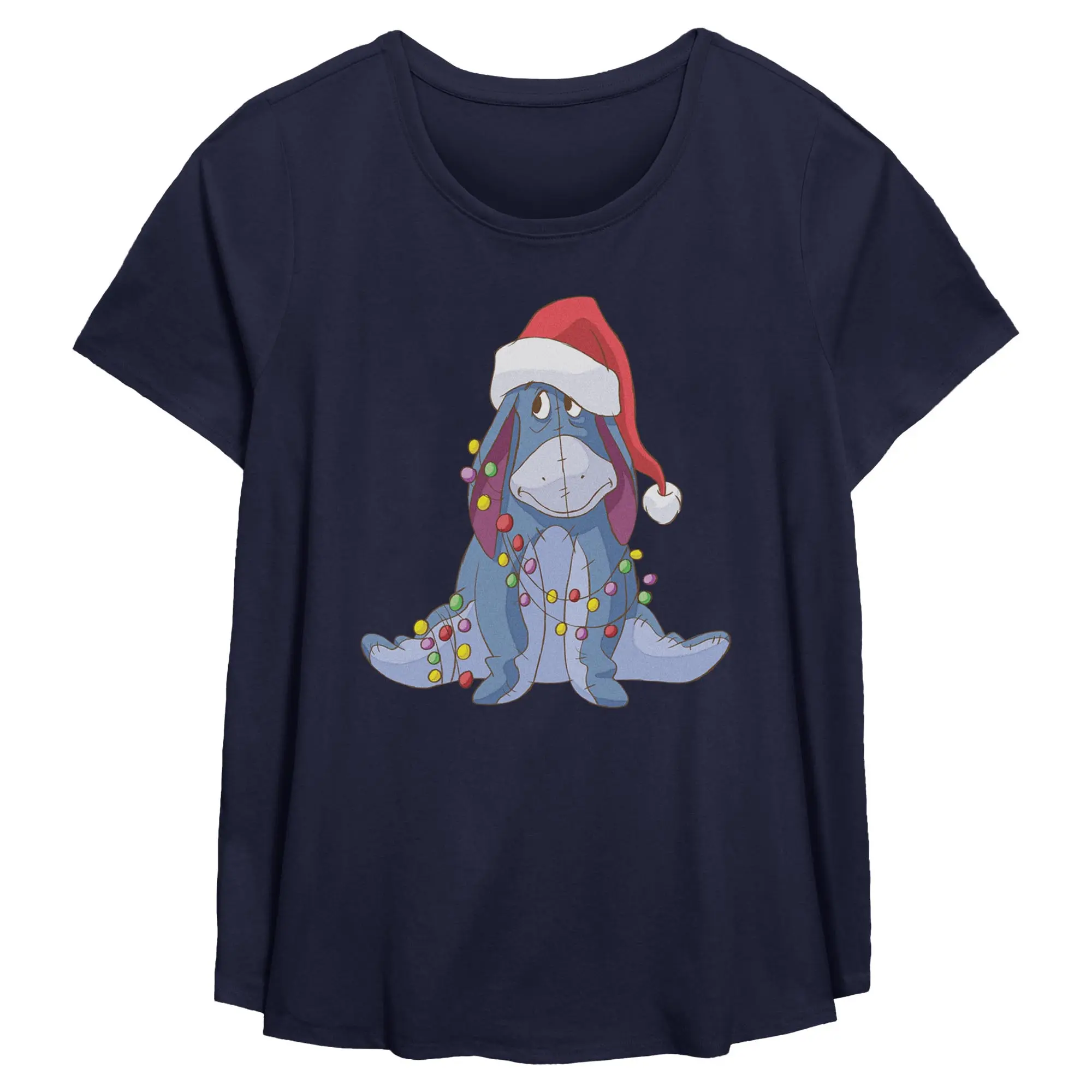 Womens Winnie the Pooh Eeyore Christmas Lights Tangle T Shirt