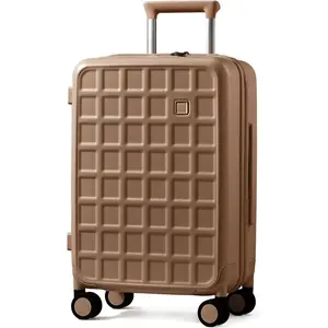 Carry  Luggage 22x14x9 Airline Approved with 8 Spinner Wheels, 20 Inch Lightweight Luggage with TSA Lock,  PC Hard Shell travel luggage Suitcases for Men Women,  Brown