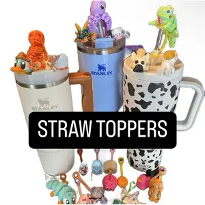 Straw TOPPERS for Stanley Tumbler Meoky Tumbler With Silicone Piece or 10mm Straws - Colorful Design, Fun and Stylish Drinkware