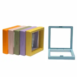 3D Floating Frame Display Stand - Stackable Travel Jewelry Box with High Resilience PE Film Anti-Oxidation, Suitable for Diverse Keepsakes (3.54 inches) Organiser Case Standing