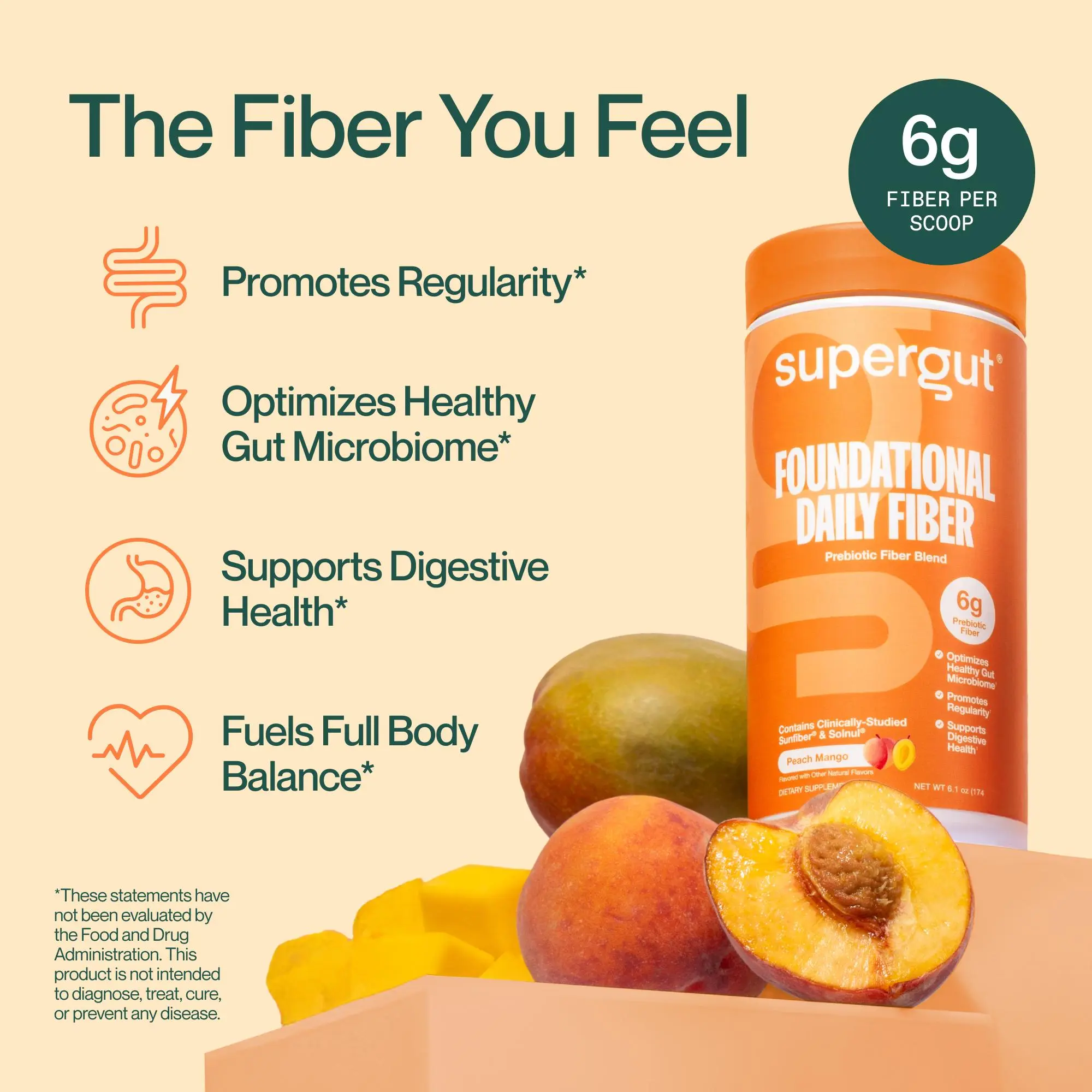 Supergut Foundational Daily Fiber Powder, Sugar Free & Vegan Prebiotic Fiber Blend for Gut Health & Digestive Support, Supplement for Men & Women with Solnul & Sunfiber