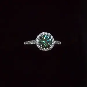 Green Moissanite Halo Ring