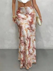 Elegant Chic Women's Floral Print Midi Skirt, All-Season A-Line Design, Perfect for Casual & Formal Occasions, Stylish Ladies' Fashion Wear