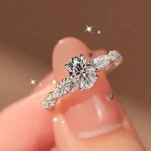 S925 Sterling Silver Cubic Zirconia Engagement Ring for Women – Elegant CZ Inlaid Fashion Jewelry, Trendy All-Match Stackable Wedding Band, Mother's Day Birthday Gift for Her