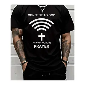 Connect To God The Password Is Prayer  Christian Cotton Graphic T-Shirt