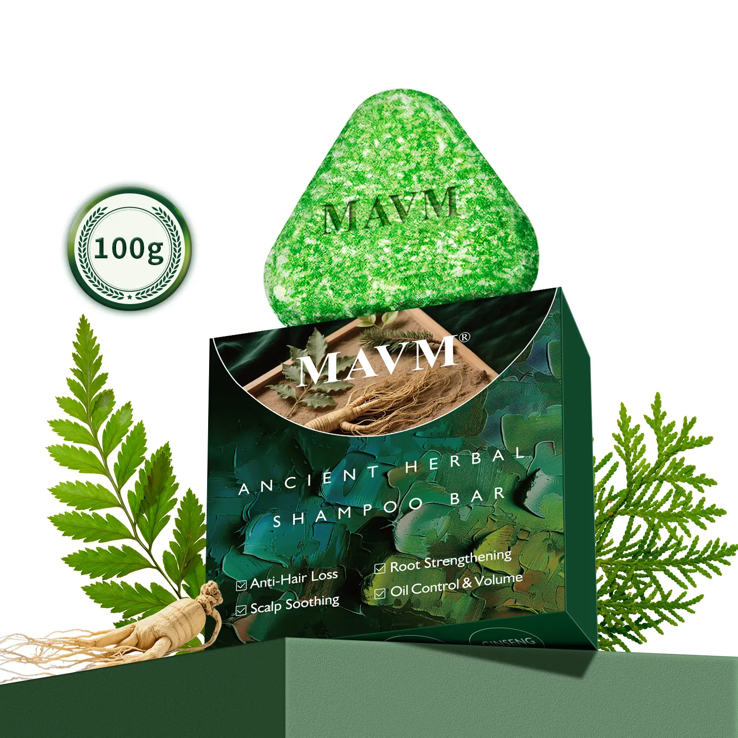 Natural Herbal Anti Hair Loss Shampoo bar – With Ginseng, Biota Leaf & Silk Protein, Strengthens Roots, Reduces Hair Fall, Herbal Hair Growth & Repair Soap