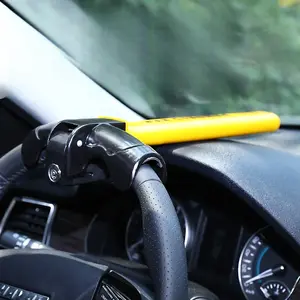 1 heavy-duty T-shaped steering wheel lock, quick steering wheel lock, universal anti-theft car safety device, window breaker tail hammer tip, high-hardness stainless steel lock adjustable suitable for all cars