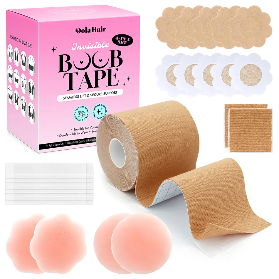 Dola Hair Boob Tape for Women, Double Sided Breast Tape for Strapless Dresses & Backless Outfits, Body Tape for Clothing Support, Invisible Fashion Tape Roll Womenswear