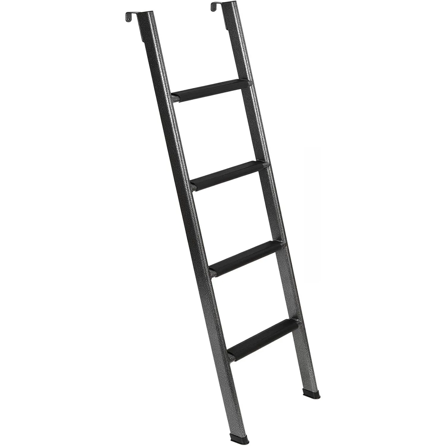 Anti-Slip RV Bunk Ladder, 57in Integrated Heavy Duty Steel Camper Bunk Bed Ladder with Rubber Foot Pads and Hooks - Black