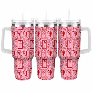 Romantic Love Pattern Travel Tumbler (40oz/30oz/20oz) Heartfelt Valentine Couple Illustration Vacuum Insulated Stainless Steel Leakproof Cup Perfect For Anniversary Gifts Romantic Date Nights Daily Coffee Hydration And Outdoor Road Trips