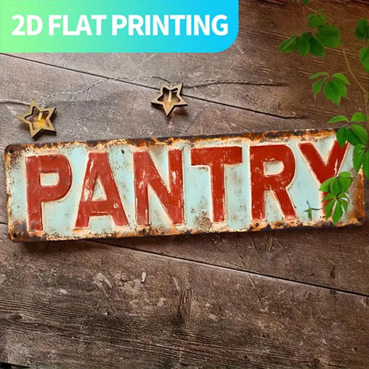 2D Flat, 1pc Vintage "PANTRY" Metal Sign - Rustic Aluminum Wall Decor, 15.7x3.9 Inches, Pre-Drilled for Easy Hanging, Ideal for Home, Kitchen, Farmhouse, Porch - Unique Gift for Friends & Family, Kitchen Wall Decor|Rustic Wall Sign|Durable Wall Art, Metal