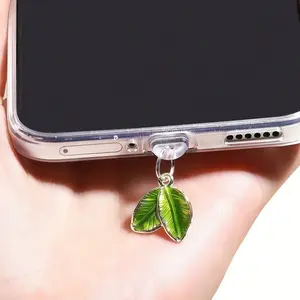 Mobile Phone Dust Plugs - Creative Leaf Mobile Phone Dust Plug Pendant Phone Charm - Suitable for iPhone, Type-C and Android Dust Plugs - Compact and Practical - Perfect as a Small Gift - Mobile Phone Accessory