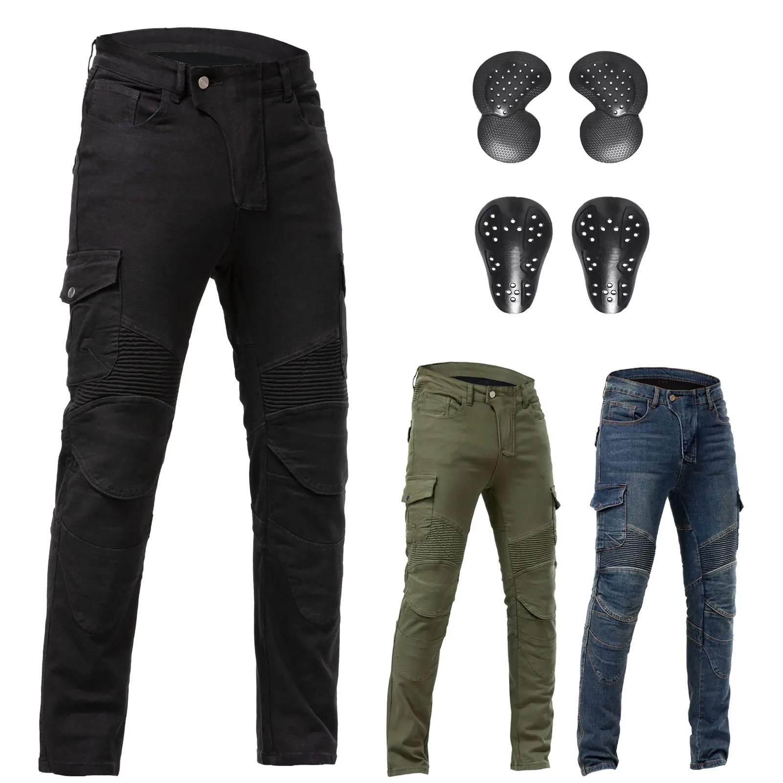 Men's Armored Denim Jeans Pants - Motorcycle Protective Menswear Trousers with Pockets, All-Season Urban Streetwear & Adventure Moto Gear