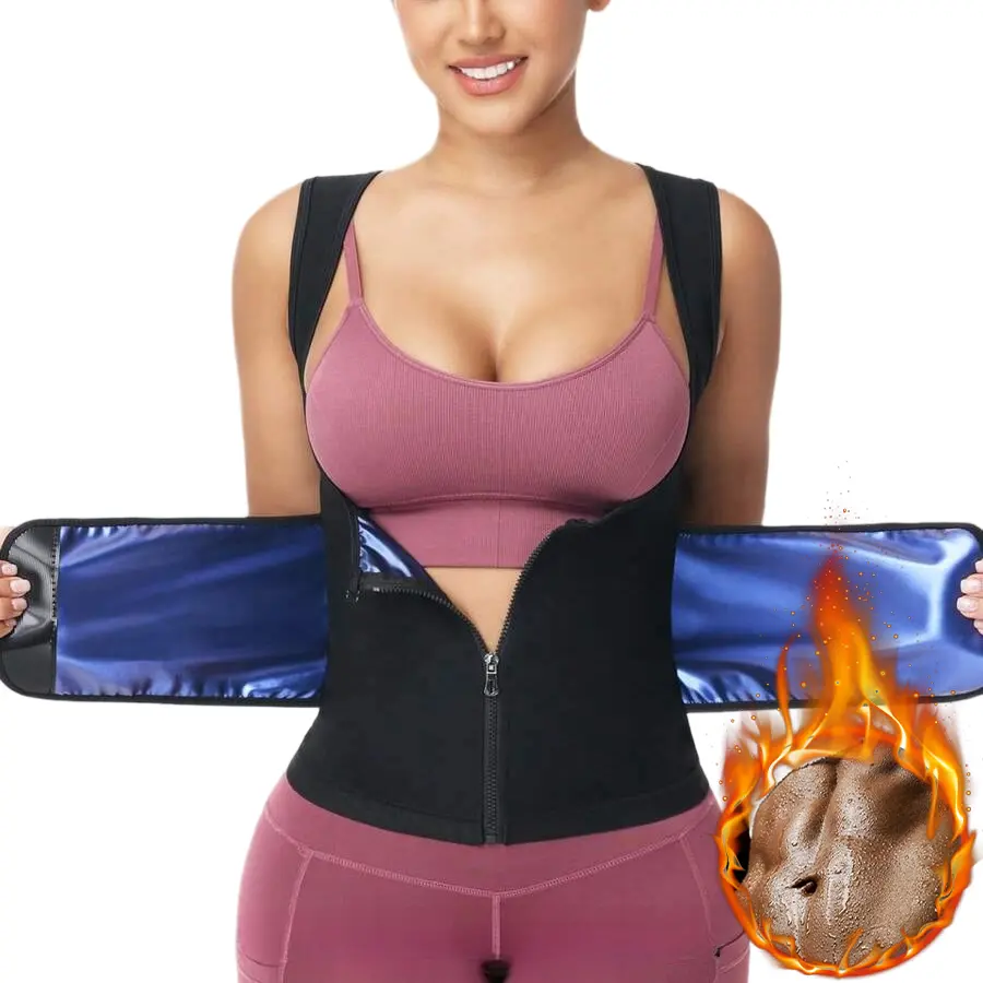 Sauna Shirt for Women, Sauna Waist Trainer Vest , Tummy Control Compression Vest, Sauna Tank Top Workout Sauna Vest With Zipper Ande Blt Shapewear