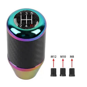 Brand New Universal 5 SPEED Neo Chrome Carbon Fiber Racing Gear Stick Shift Knob For MT Manual