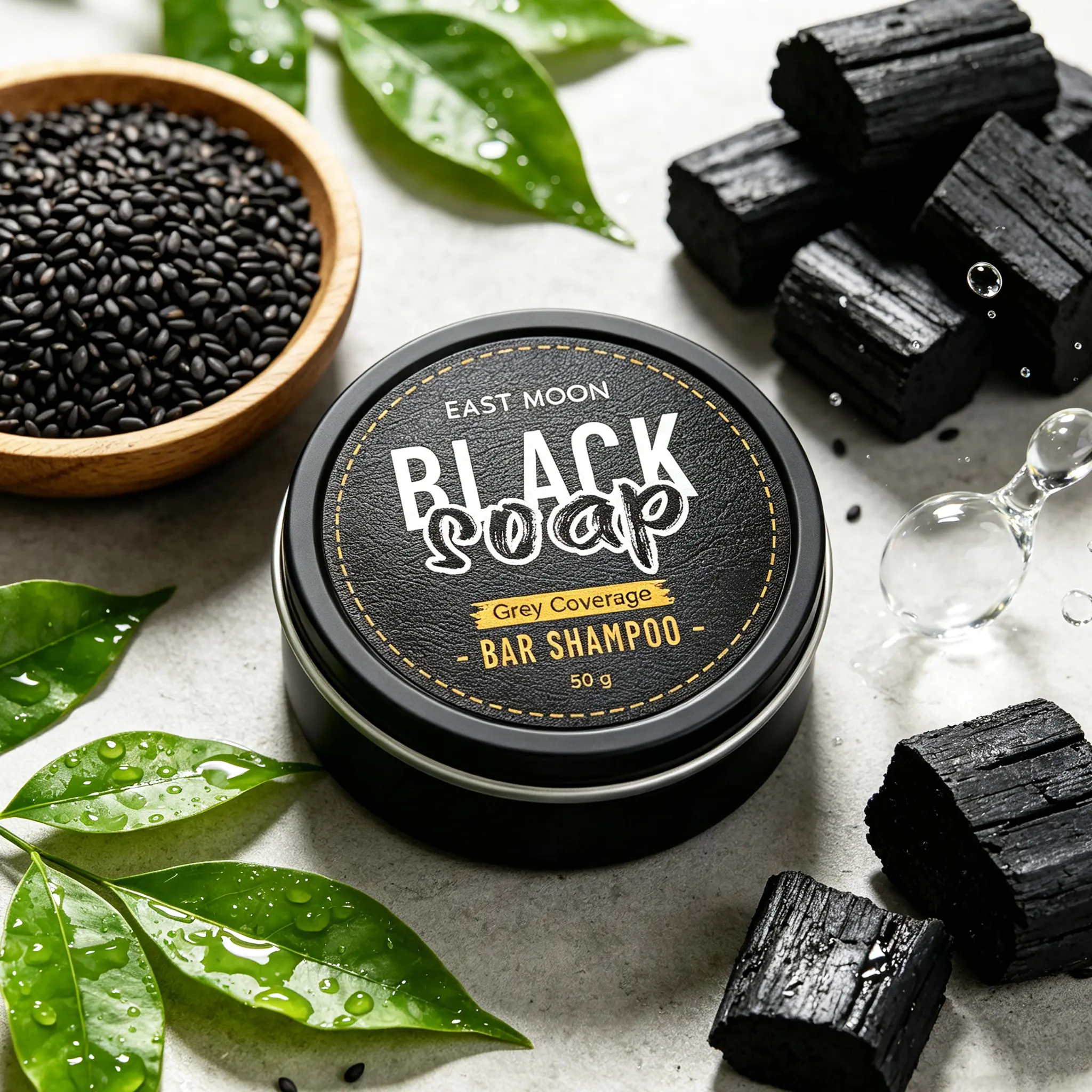 Charcoal Hair Dye Shampoo Bar - Plant-Based Herbal Natural Cleanser for Grey Hair Coverage, Restores Black Shine & Long-Lasting Color for Adults, Haircare Cosmetic with Moisturizing, Gentle Conditioning, Oil Control & Storage-Friendly Design