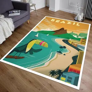 Brazil,Rug, Area Rug,Non Slip Floor Carpet,Teen'S Carpet ,Room Decor Halloween Gift For Family, Cute Gift Non-Slip Floor Carpet, Decoration Mat for home Living Room Bedroom, Room Decor, Home Decor