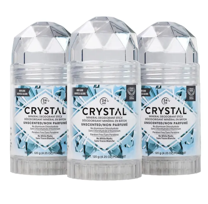 Crystal Mineral Deodorant Stick, Unscented 4.25 oz (Pack of 3)