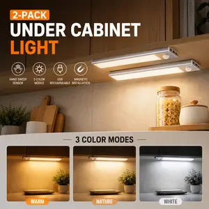 Under Cabinet Lighting, 11.81in Motion Sensor Light Indoor Rechargeable, Closet Lights Battery Operated for Kitchen Cabinets, Shelves, Walls (