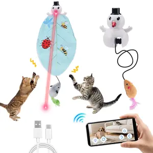 Interactive Cat Toy,3 in1 Automatic Hide for Indoor,Hanging Rechargeable & App Remote Control with  Cat Laser Toy,Squeaky Plush mouse with Seek Moving Concealed