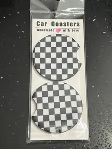 Black & White Checkers Car--=%2=- Cup=%2=-- Coasters--=%2=- cup=%2=----=%2=- coaster=%2=-- cup coaster