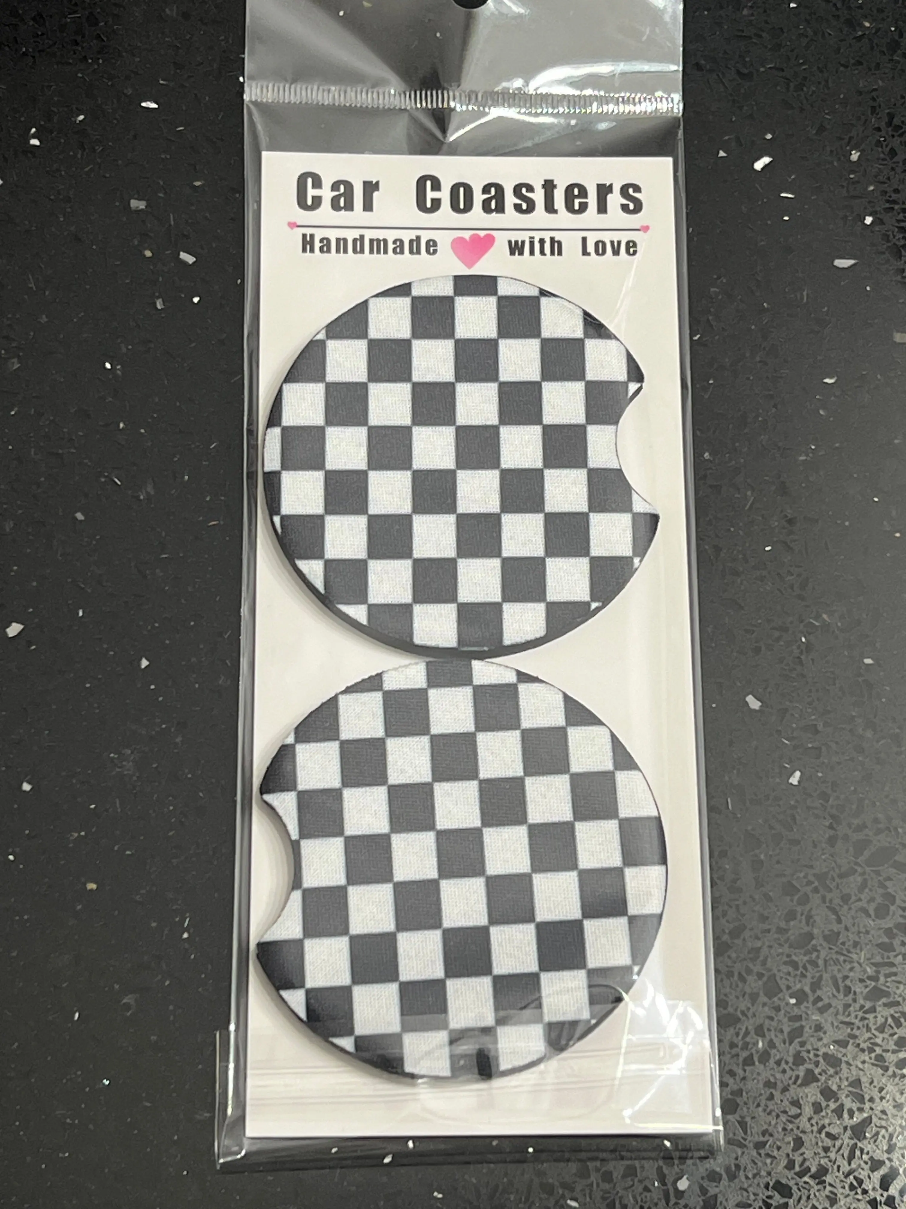 Black & White Checkers Car--=%2=- Cup=%2=-- Coasters--=%2=- cup=%2=----=%2=- coaster=%2=-- cup coaster