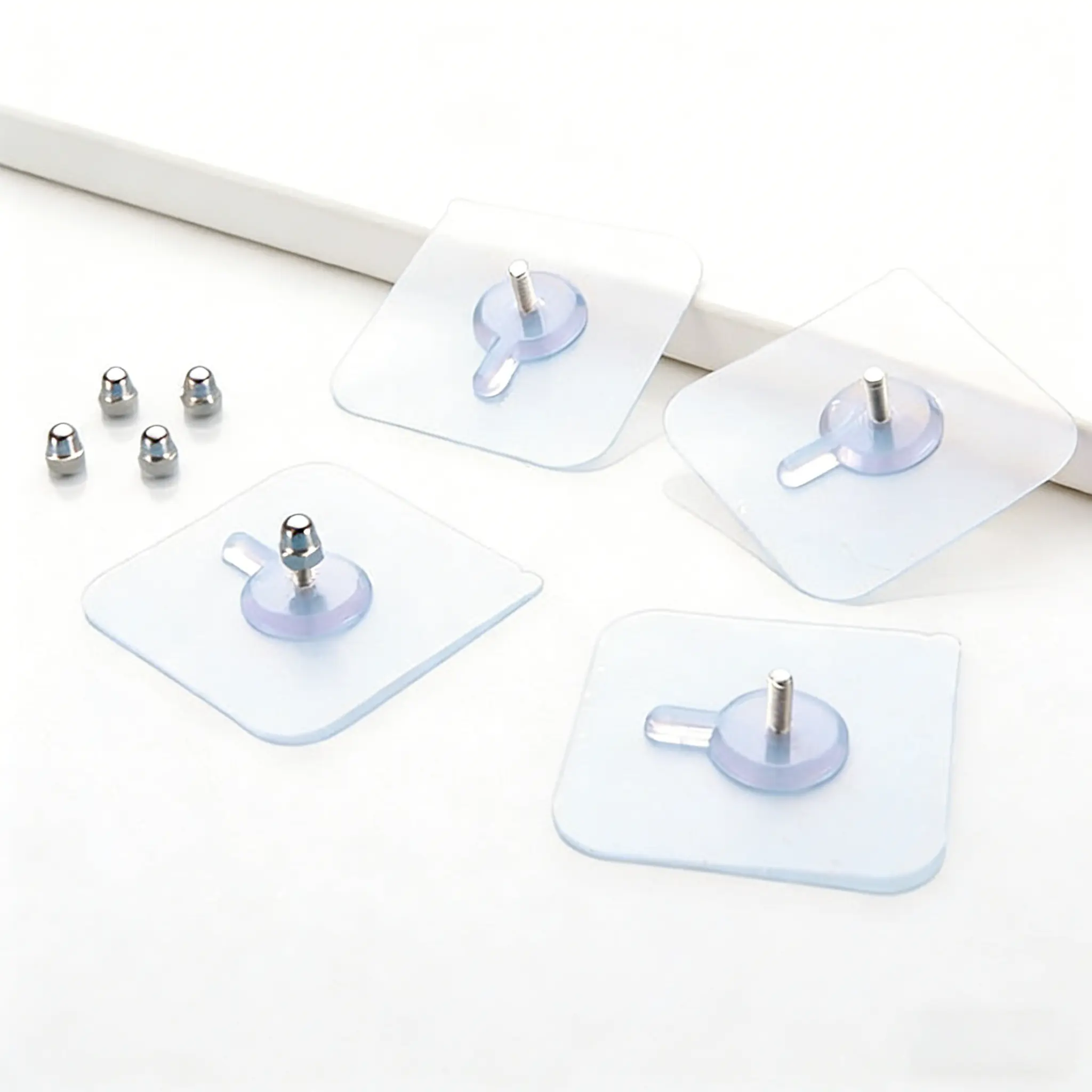 20PCS Acrylic Photo Wall Hooks (Buy 10 Get 10 Free) - Stainless Steel & Ceramic Self-Adhesive, Smooth Lightweight Wall-Mount Hooks for Easy Installation, Home Decor, Organizer Storage, Apartment Accessories, Things for Rooms