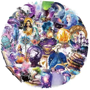 50pcs PET Transparent Magical Planet Stickers for Kids Potion Witchcraft Supplies Sticker Mystical Witchy Magic Stickers,Dark Academia Gothic Sticker for Adults,Scrapbooking,Journaling,Planner