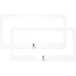 Funny Skull Matte Aluminum License Plate Frame with Black Screw Caps, 2 pcs 2 Holes Black Licenses Plates Frames, Car Licenses Plate Covers Holders for Us Vehicles/Women/Men ﻿
