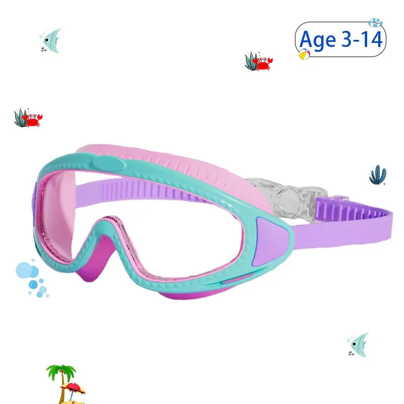 Kids Swim Goggles for Ages 3-14+ Kids,Youth,UV Protection Anti-Fog Wide View Waterproof Goggles for Girls and Boys-Safety anti-uv swimming goggles swim glass anti-fog with Earplugs and Clip,for Lake,Beach,Pool Party,Summer Party.