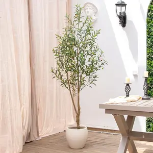 5/6/7/8FT Olive Tree Artificial Indoor, Faux Olive Tree, Realistic Fake Tree with Fruits for Home Office Decor