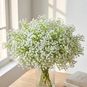 50 white artificial baby’s breath decorative flowers, bulk supply; value pack suitable for wedding and party bouquet fillers, Father’s Day gift, Flower Arrangement, Bouquet Decorations