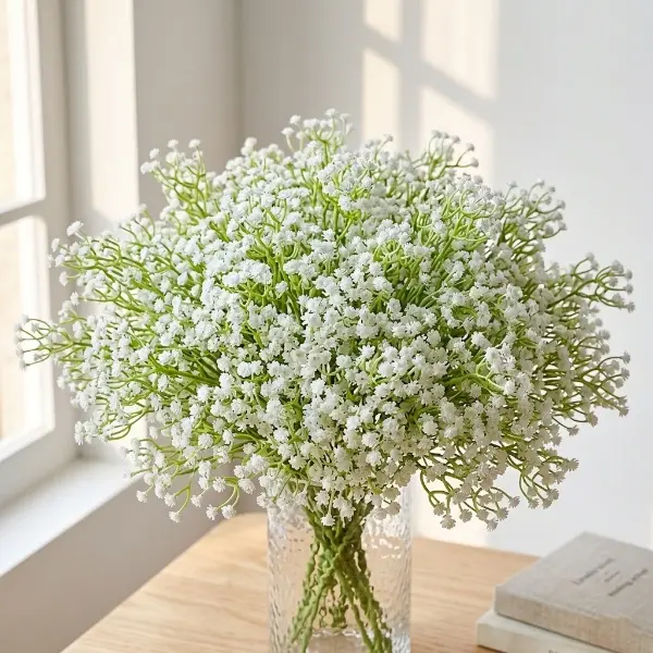 Serra Flora 50 Pcs Baby's Breath Artificial Flowers - White Gypsophila with Flexible Stems, 10-20 Stems Option, Decorative Floral Decor for Table, Wedding, Vase & DIY Bouquet Home Decor