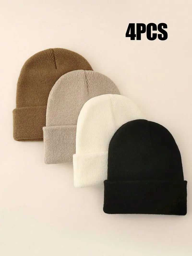2pcs/3pcs/4pcs Variety Pack, Beanie Fitted, Durable & Versatile Design, Ideal for Everyday Use, Perfect Gift Option, High-Quality Material