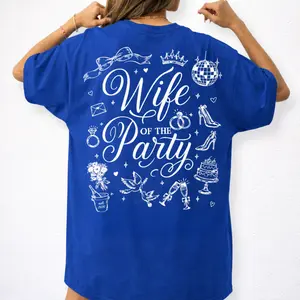 Wife Of The Party Graphic T-Shirt Bachelorette Bridal Party Wedding Heavy Cotton Unisex Tee