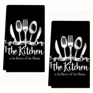 2-Piece Knife Fork Spoon Kitchen Towel Set, Dishwashing Cloth, Hand Towel & Kitchen Cleaning Cloth, Kitchen Decor Gift, Sweet Housewarming Present